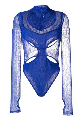 Dion Lee Body semi trasparente - Blu