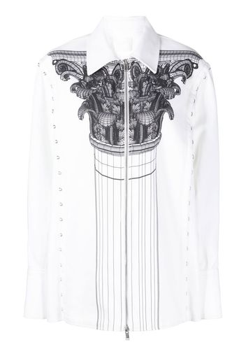 Dion Lee Column-print hook-and-eye shirt jacket - Bianco