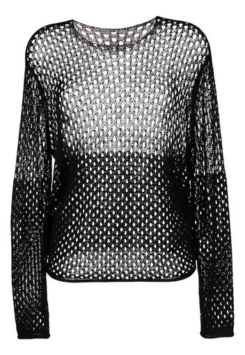 Dion Lee metallic mesh long-sleeved top - Nero