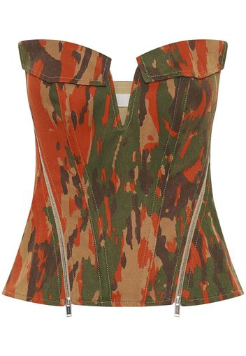 Dion Lee V-Wire camouflage corset top - Verde