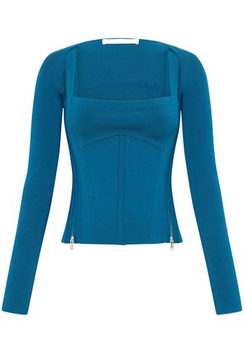 Dion Lee Moto zip-up corset top - PETROL