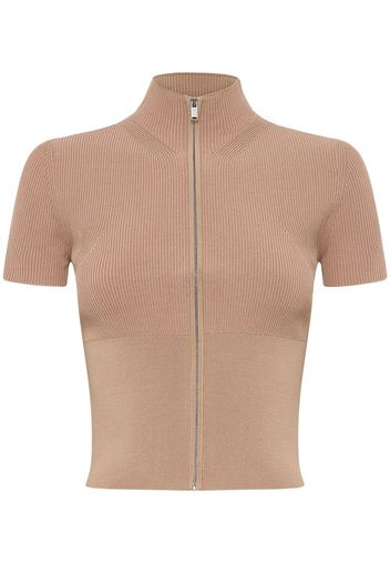 Dion Lee Angled rib-knit top - Toni neutri