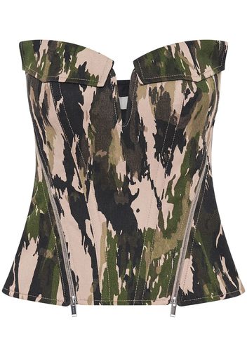 Dion Lee V-Wire camouflage corset top - Verde