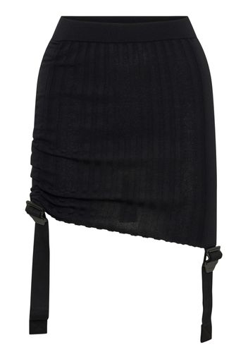 Dion Lee gathered ribbed-knit miniskirt - BLACK