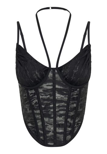 Dion Lee sheer-lace corset top - BLACK
