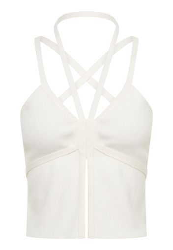 Dion Lee crossover-strap ribbed-knit top - IVORY