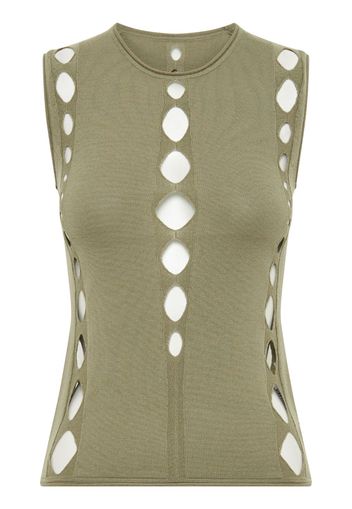 Dion Lee Snake Diamond ribbed top - Verde