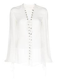 Dion Lee eyelet sheer lace top - Bianco