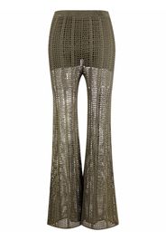 Dion Lee crochet-design flared trousers - Verde