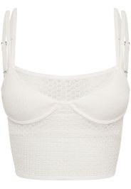 Dion Lee Serpent lace-panelled bralette top - Bianco