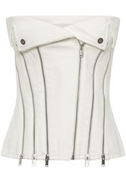 Dion Lee Biker denim corset top - Bianco