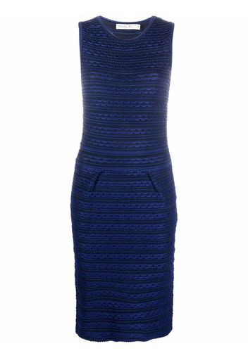 Christian Dior 2000s pre-owned scalloped effect knitted dress - Blu