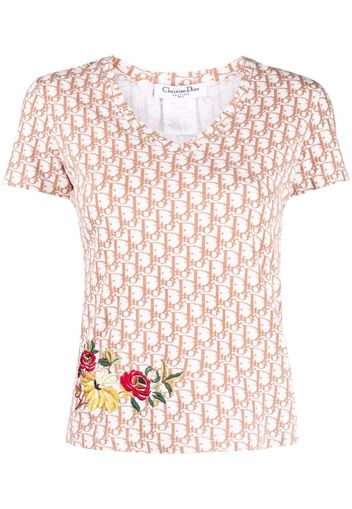 Christian Dior T-shirt Trotter con ricamo a fiori 2005 Pre-owned - Bianco
