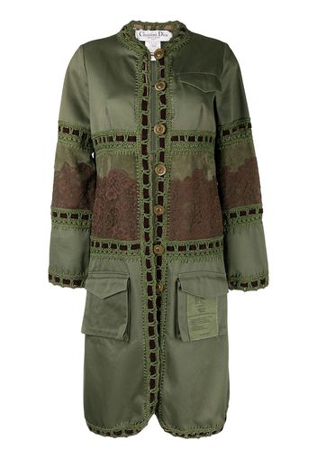 Christian Dior pre-owned lace detail single-breasted coat - Verde