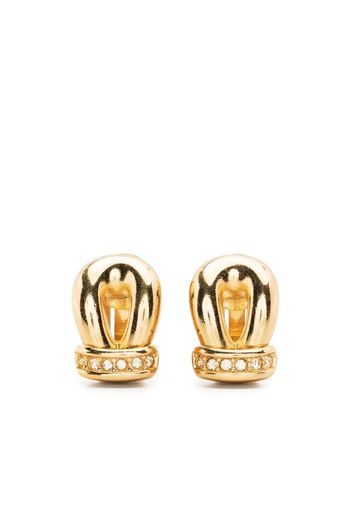 Christian Dior 1980s rhinestone-embellished clip-on earrings - Oro