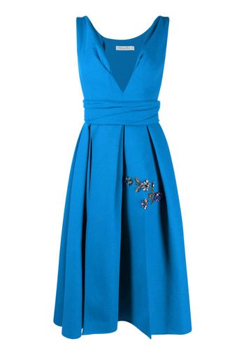 Christian Dior 2010 pre-owned box-pleat flared dress - Blu