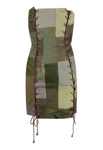 (di)vision patchwork lace-up dress - Verde