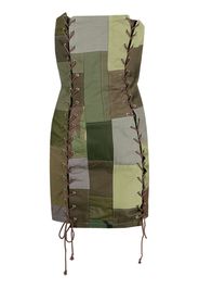 (di)vision patchwork lace-up dress - Verde