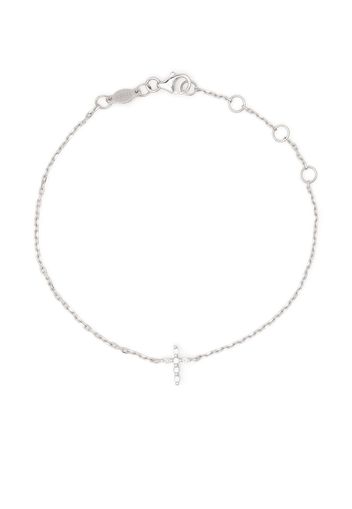 Djula Bracciale a catena Cross in oro bianco 18kt con diamanti - Argento