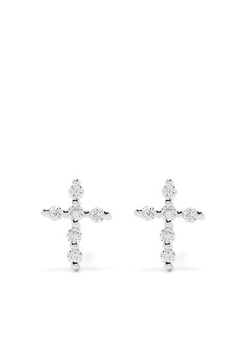 Djula Orecchini Big Cross in oro bianco 18kt con diamanti - Argento