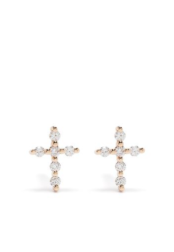 Djula Orecchini Big Cross in oro rosa 18kt con diamanti