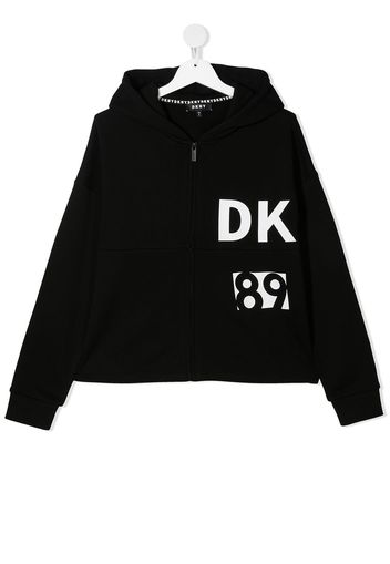 Dkny Kids TEEN logo zipped hoodie - Nero