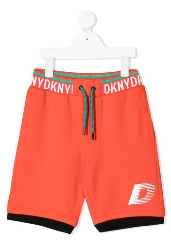 Dkny Kids logo-tape cotton shorts - Arancione