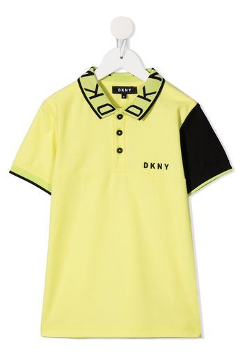 Dkny Kids two-tone logo print polo shirt - Giallo