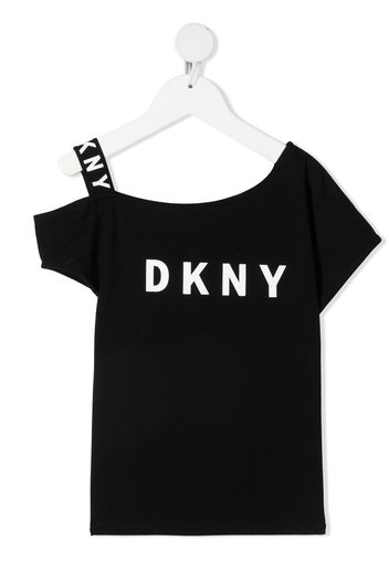 Dkny Kids T-shirt asimmetrica con stampa - Nero