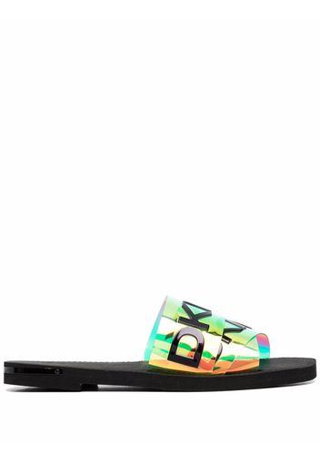 DKNY logo-print flat slides - Verde