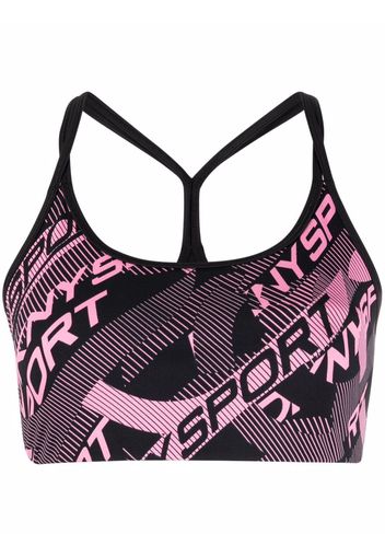 DKNY abstract logo-print sports bra - Nero