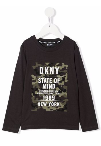 Dkny Kids logo-print long-sleeved T-shirt - Grigio