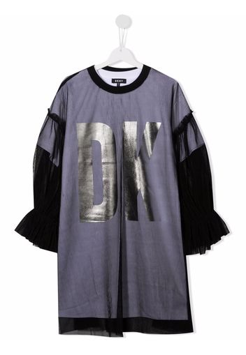 Dkny Kids TEEN tulle-layered T-shirt dress - Nero