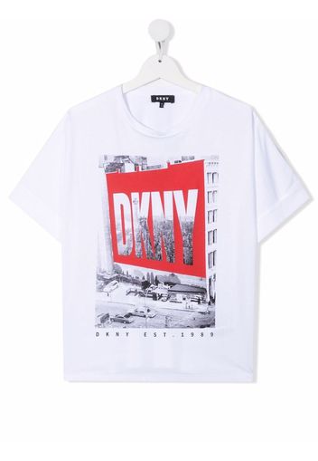 Dkny Kids logo-print organic cotton T-shirt - Bianco