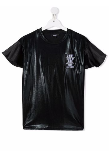 Dkny Kids TEEN high-shine logo-patch T-shirt - Nero