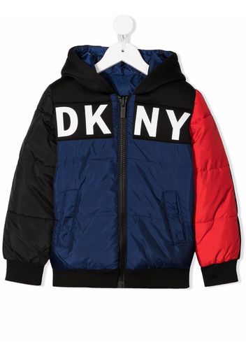 Dkny Kids colour-block logo jacket - Blu