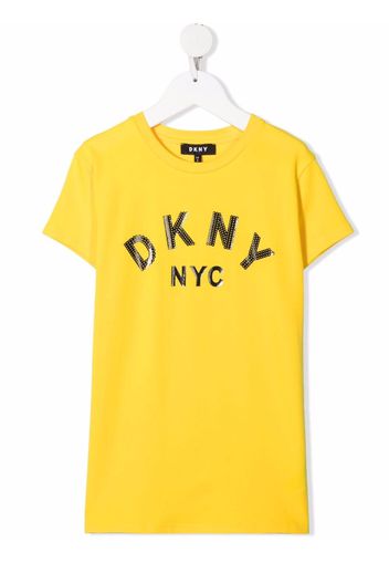 Dkny Kids TEEN sequin logo short-sleeved T-shirt - Giallo