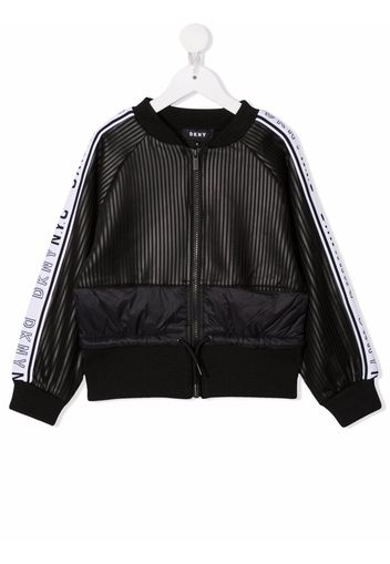 Dkny Kids panelled striped bomber jacket - Nero