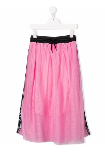 Dkny Kids TEEN layered logo stripe midi skirt - Rosa