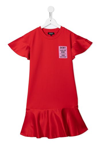 Dkny Kids TEEN logo-patch T-shirt dress - Rosso