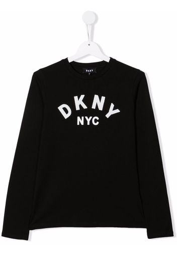 Dkny Kids logo-print long-sleeve T-shirt - Nero