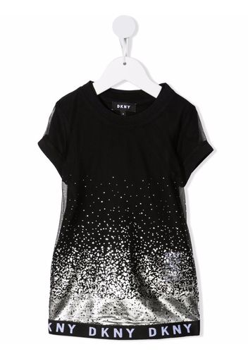 Dkny Kids metallic logo-trim T-shirt - Nero