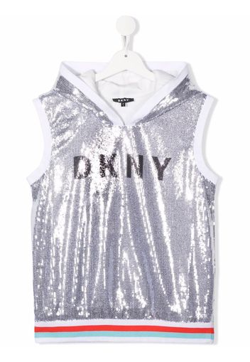 Dkny Kids TEEN sequinned hooded top - Grigio