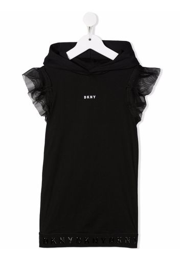 Dkny Kids ruffle-trimmed hoodie dress - Nero