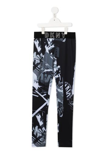 Dkny Kids Leggings con stampa - Nero