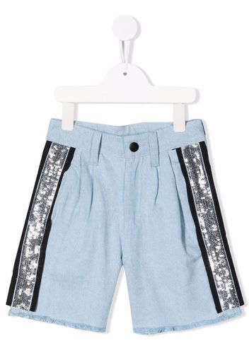 Dkny Kids sequin-stripe denim shorts - Blu