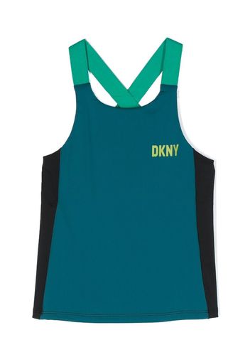 Dkny Kids logo-print sporty top - Blu