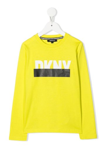 Dkny Kids T-shirt a maniche lunghe con stampa - Giallo