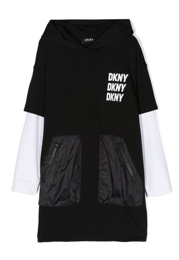 Dkny Kids Abito stile maglione con cappuccio - Nero