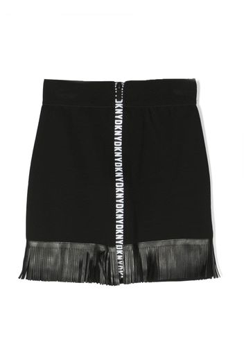 Dkny Kids fringed logo-trim skirt - Nero